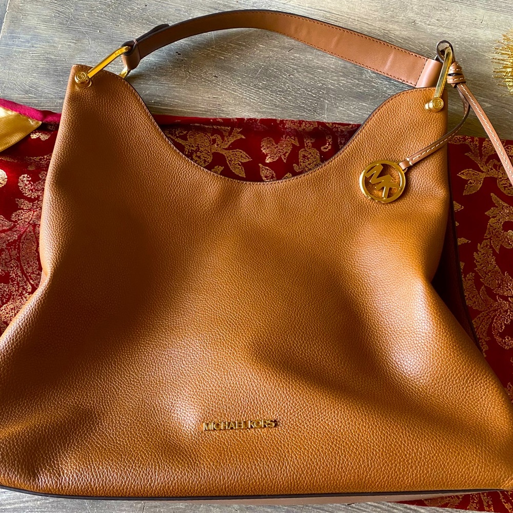 Brown leather MK hobo bag